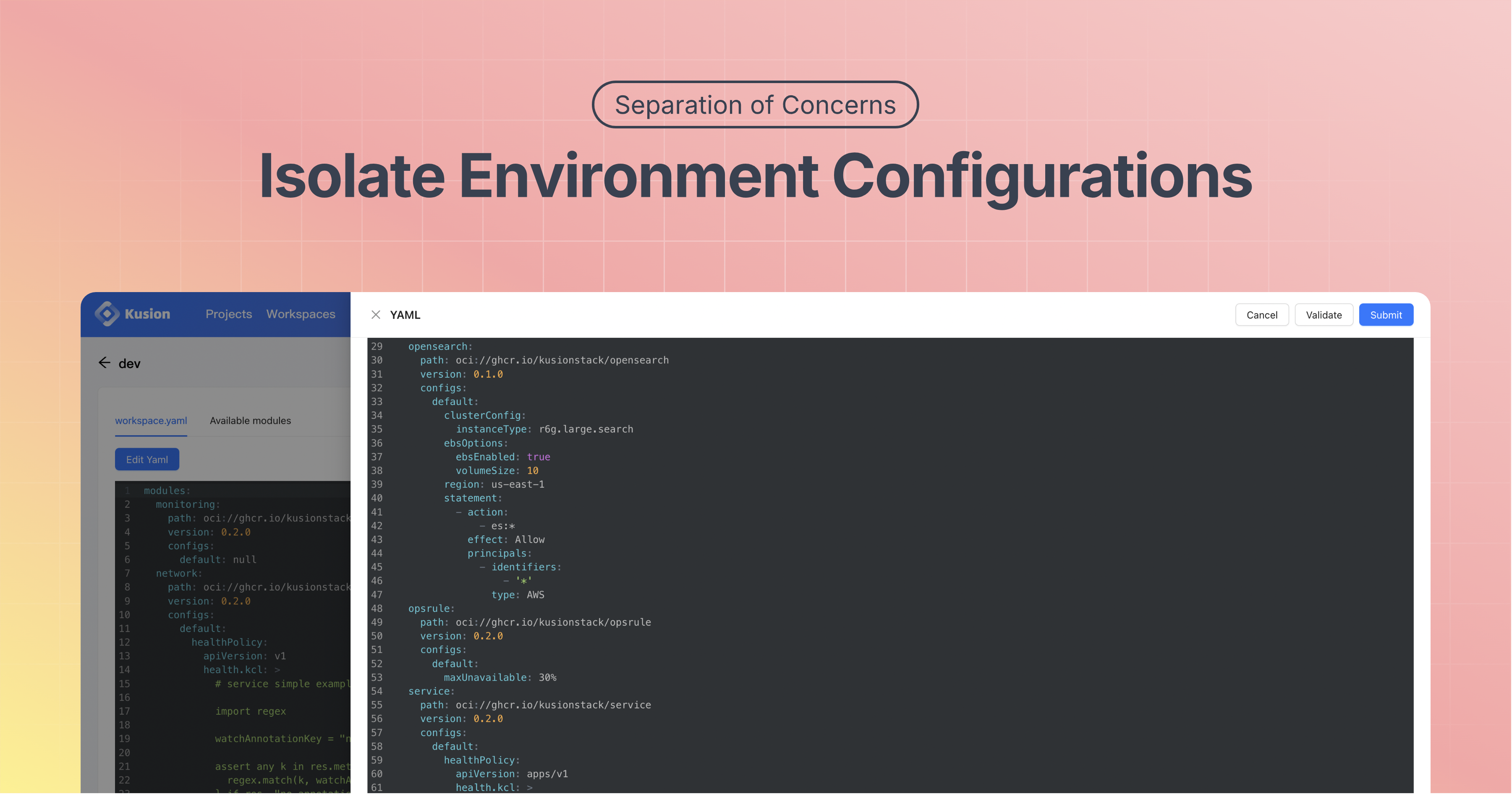 Team Collaboration - A visualization showing how different teams interact through the KusionStack platform